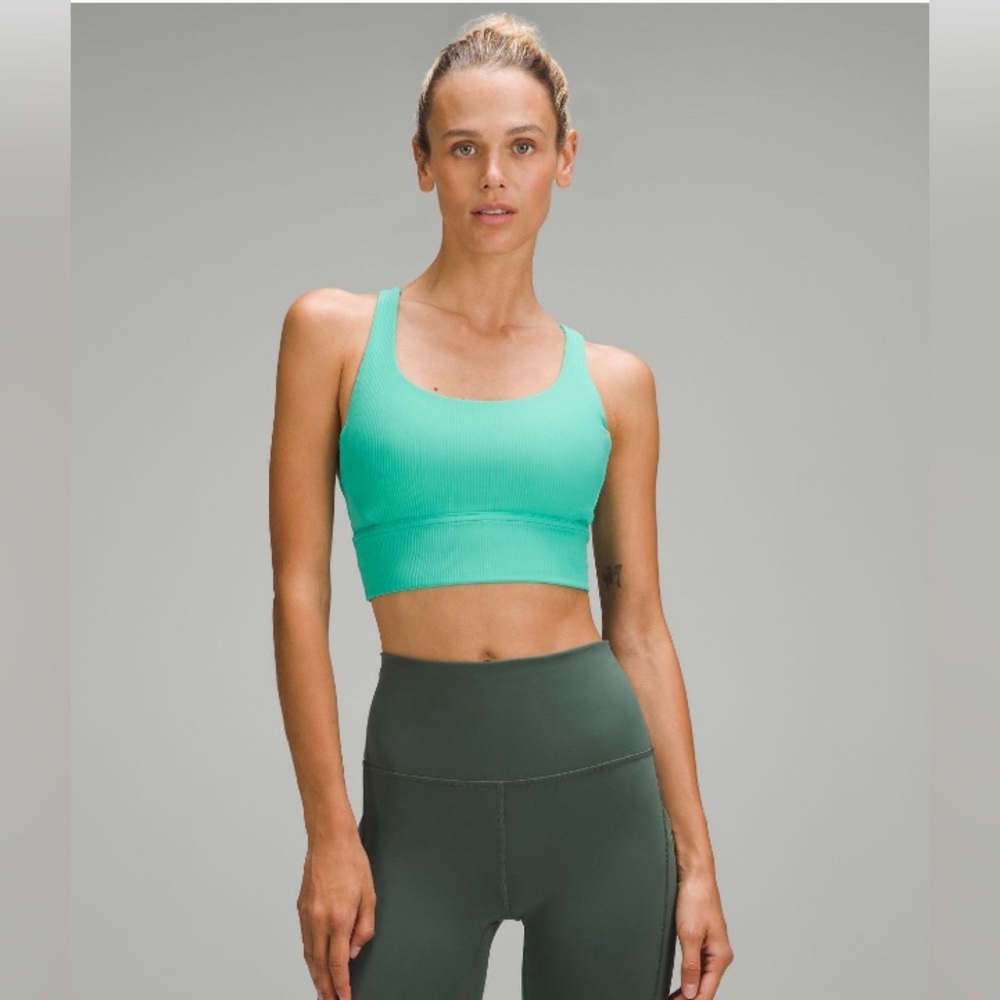 Lululemon Energy Longline Bra, Ribbed/Paradise Green